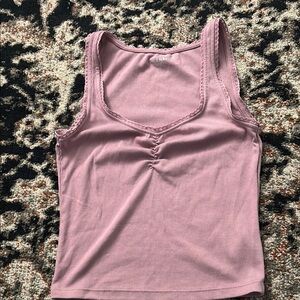 Old Navy Pink Fitted Ruched Tank Top